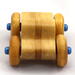 Handmade wooden toy pickup truck with a durable satin polyurethane finish and metallic sapphire blue trim from My Play Pal collection.