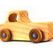 Handcrafted Wood Toy Pickup Truck finished With Amber Shellac With Metallic Sapphire Blue Trim From My Play Pal Collection