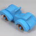 Handmade painted wooden toy car, baby blue convertible with fat fendered roadster design. Non-marring wheels finished with amber shellac.