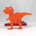 Handmade Wood Dinosaur Tray Puzzle with Amber Shellac and Orange Paint Finish. Freestanding and Versatile Toy for Kids of All Ages, Crafted in the USA with Traditional Woodworking Tools.