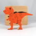Handmade Wood Dinosaur Tray Puzzle with Amber Shellac and Orange Paint Finish. Freestanding and Versatile Toy for Kids of All Ages, Crafted in the USA with Traditional Woodworking Tools.