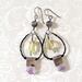 Gemstone dangle hoop earrings, with amethyst slices, yellow quartz, and labradorite.