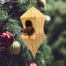 Handmade Wood Birdhouse Ornament Collectable Christmas Tree Ornament shapeed like a Christmas tree. Made from select-grade hardwoods, hand-sanded, and finished with a custom blend of oils and waxes using traditional woodworking tools.