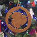 Handmade Rustic Christmas Tree Ornament Circle of Dolphins Made From Reclaimed Wood Sanded and Finished With Clear Shellac