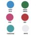 Color chart for available vinyl choices wiht circle swatches of each color and their name below.