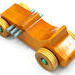 Handmade wood toy car Hot Rod 1927 T-Bucket and hand finished with amber shellac with grey and metallic emerald green.