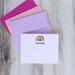 Personalized stationery for girls with watercolor rainbow and name.