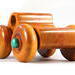 Wood Toy Monster Pickup Truck handmade in the USA from select hardwood finished with amber shellac with metallic emerald green trim. From my Play Pal Collection.