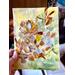 Original abstract flower painting fall colors 8x6