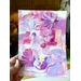 Pretty pink abstract flower painting for girls room
