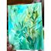 Teal abstract original painting 8x6 on watercolor paper