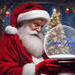Santa with Snow Globe Digital Background