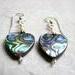 abalone heart and pearl earrings