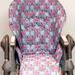 custom replacement high chair cushion fits the polly and duodiner DLX 6-in-1 chairs, blue and pink drops