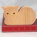 Handmade wooden toy cat cutout unfinished, unpainted, paintable, and ready to paint, freestanding from my Itty Bitty Animal Collection.