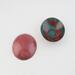 tiny copper enamel trinket dish dark teal with stenciled red leaf outline