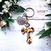 Cross Keychain made with flower petals