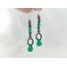 Faceted green onyx and faceted hematite earrings in sterling silver by MariesGems.