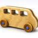 Handmade wood toy minivan made by me in my shop using traditional woodworking tools. It is hand finished with clear shellac with metallic sapphire blue acrylic paint.