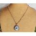 Druzy Chalcedony Copper Wire Wrapped Necklace on Bust