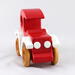 Wooden Toy Car Classic Vintage Style Sedan Painted Bright Red And White With Nonmaring Amber Shellac Wheels From My Bad Bob's Custom Motors Collection