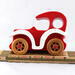 Wooden Toy Car Classic Vintage Style Sedan Painted Bright Red And White With Nonmaring Amber Shellac Wheels From My Bad Bob's Custom Motors Collection