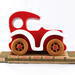 Wooden Toy Car Classic Vintage Style Sedan Painted Bright Red And White With Nonmaring Amber Shellac Wheels From My Bad Bob's Custom Motors Collection