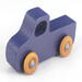 Handmade wooden toy pickup truck handmade and painted navy blue with amber shellac wheels and metallic sapphire blue trim. It's a little blue truck from my Play Pal Collection.