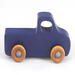 Handmade wooden toy pickup truck handmade and painted navy blue with amber shellac wheels and metallic sapphire blue trim. It's a little blue truck from my Play Pal Collection.