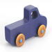 Handmade wooden toy pickup truck handmade and painted navy blue with amber shellac wheels and metallic sapphire blue trim. It's a little blue truck from my Play Pal Collection.