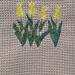 Row of 4 Yellow Tulips on Beige Microfiber Towel