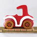 Wooden Toy Car Classic Vintage Style Coupe Painted Bright Red And White With Nonmaring Amber Shellac Wheels From My Bad Bob's Custom Motors Collection