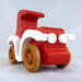 Wooden Toy Car Classic Vintage Style Coupe Painted Bright Red And White With Nonmaring Amber Shellac Wheels From My Bad Bob's Custom Motors Collection