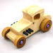 Handmade wooden toy car Hot Rod '27 T-Coupe handmade and finished with nontoxic amber shellac with metallic purple and black trim. From my Hot Rod Collection.