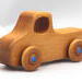 Toy Pickup Truck Handmade and Finished with Amber Shellac and Metallic Sapphire Blue Acrylic Paint; Pickup from My Play Pal Collection