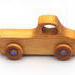 Toy Pickup Truck Handmade and Finished with Amber Shellac and Metallic Sapphire Blue Acrylic Paint; Pickup from My Play Pal Collection