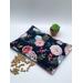 Cherry Pit heating pad with white and pink roses dark blue fabric