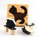 Handmade wooden two-piece tray puzzle toy puzzle black kitten, cat made from select grade hardwood, and hand painted. Puzzle from the Puzzle Pals Collection.