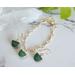 Green Aventurine Gold Colored Sterling Silver Earrings and Bracelet Jewelry Set