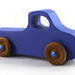Handmade wood toy truck painted blue with metallic sapphire blue trim and nonmarking amber shellac wheels from my Play Pal Collection.