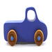 Handmade wood toy truck painted blue with metallic sapphire blue trim and nonmarking amber shellac wheels from my Play Pal Collection.