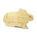 A handmade wooden three-part bunny rabbit puzzle is perfect for young children.