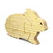 A handmade wooden three-part bunny rabbit puzzle is perfect for young children.