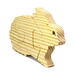 A handmade wooden three-part bunny rabbit puzzle is perfect for young children.