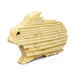 A handmade wooden three-part bunny rabbit puzzle is perfect for young children.