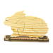 A handmade wooden three-part bunny rabbit puzzle is perfect for young children.