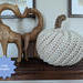 Large textured crochet pumpkin, white with brown stem