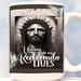 Picture of back side of My Redeemer Lives coffee mug.