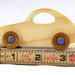 Handmade Wood Toy Car Finished with Clear Shellac and Metallic Blue Acrylic Paint, Classic 1957 Bug From My Play Pal Collection