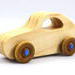 Handmade Wood Toy Car Finished with Clear Shellac and Metallic Blue Acrylic Paint, Classic 1957 Bug From My Play Pal Collection